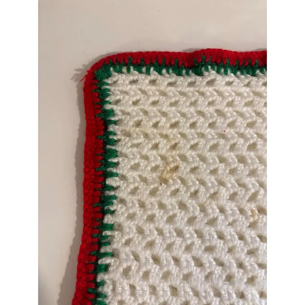 Set of 4 Vintage Kitschy Christmas Crochet Placemats